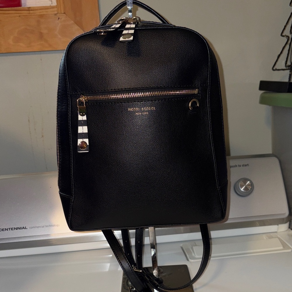 NWOT Henri Bendel Black Leather Backpack